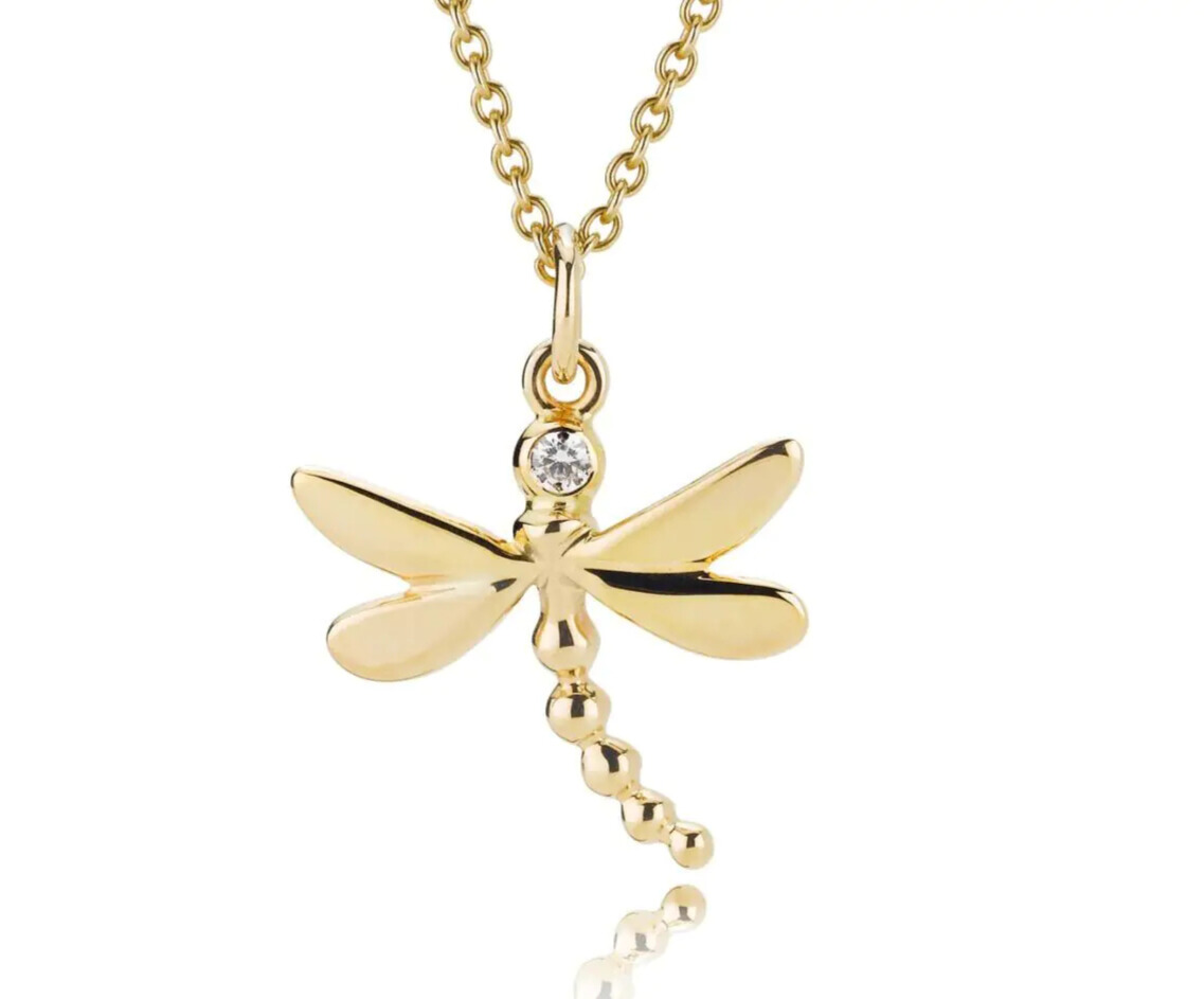 Miss Dragonfly - guldsmed vedhæng i 14 kt. guld med diamanter